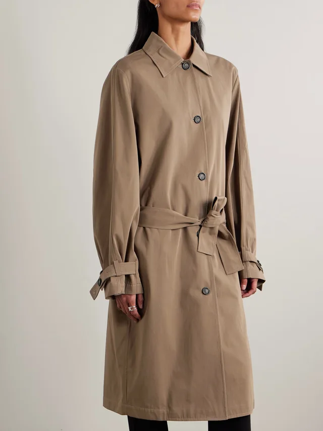 TOTEME Organic cotton-drill trench coat in brown 100% Organic Cotton, photo 3 of 5 from NET-A-PORTER (Canada)