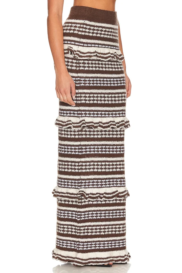 Tularosa Kaely Maxi Skirt in Brown & Ivory, photo 2 of 4 from REVOLVE (Canada)