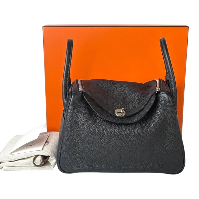 Hermès Black Lindy 30cm in Clemence with PHW in Black Clemence leather from Luxury Promise