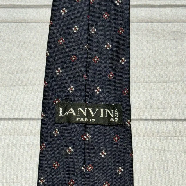 Lanvin Paris Tie Blue Red Geometric Floral Necktie 3" Wide 57" Long in blue from Poshmark