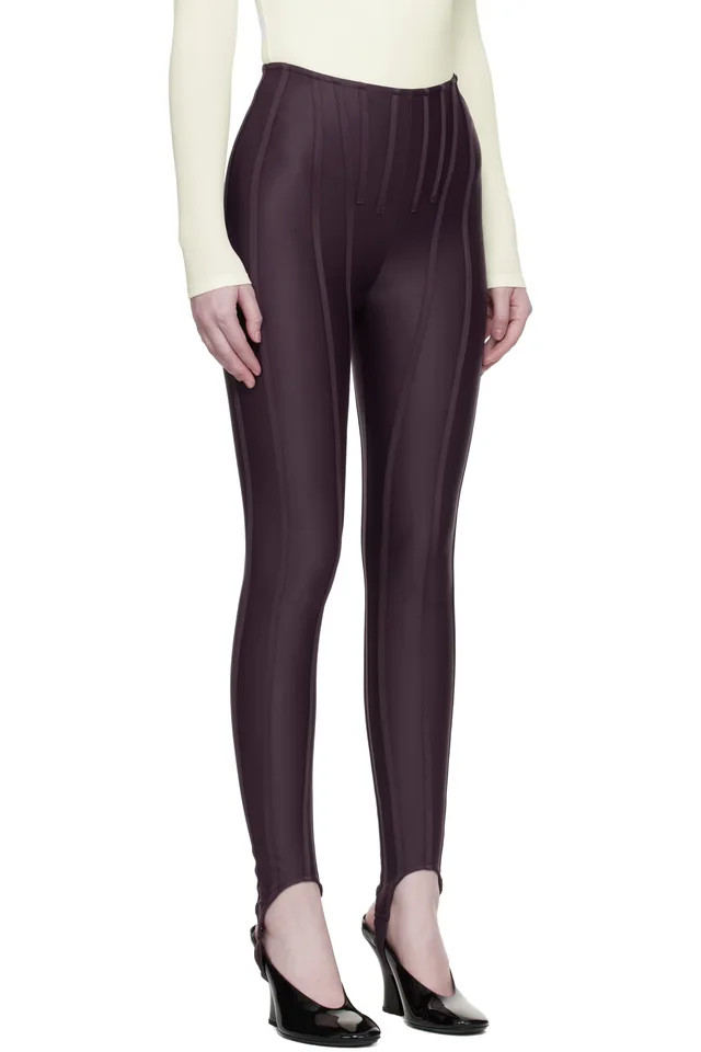 Mugler Burgundy Corseted Leggings, photo 2 of 4 from SSENSE