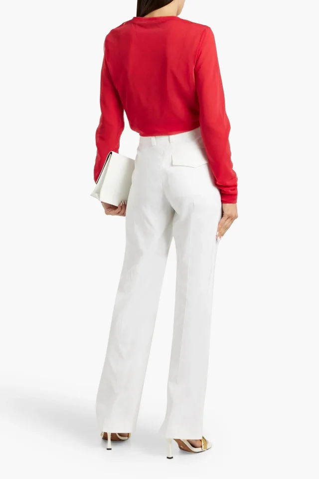 Proenza Schouler Joey Woven Straight-Leg Trousers in Off-white, photo 3 of 8 from THE OUTNET