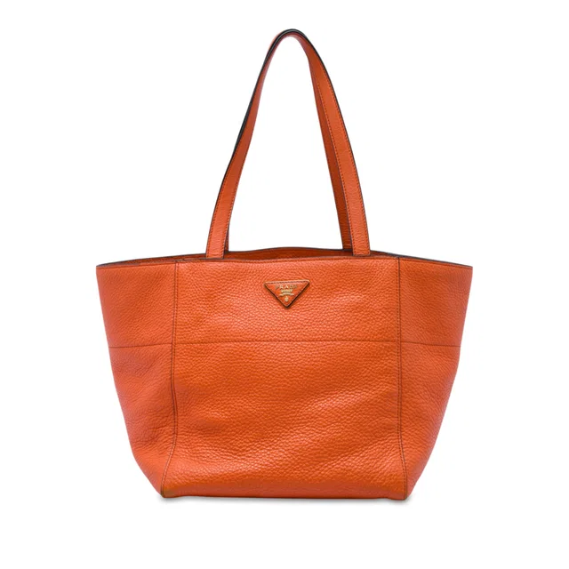 Orange Prada Vitello Daino Tote in Orange Leather from Designer Revival