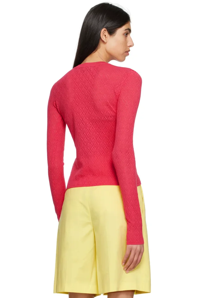 MSGM Pink Crewneck Long Sleeve T-Shirt, photo 3 of 4 from SSENSE