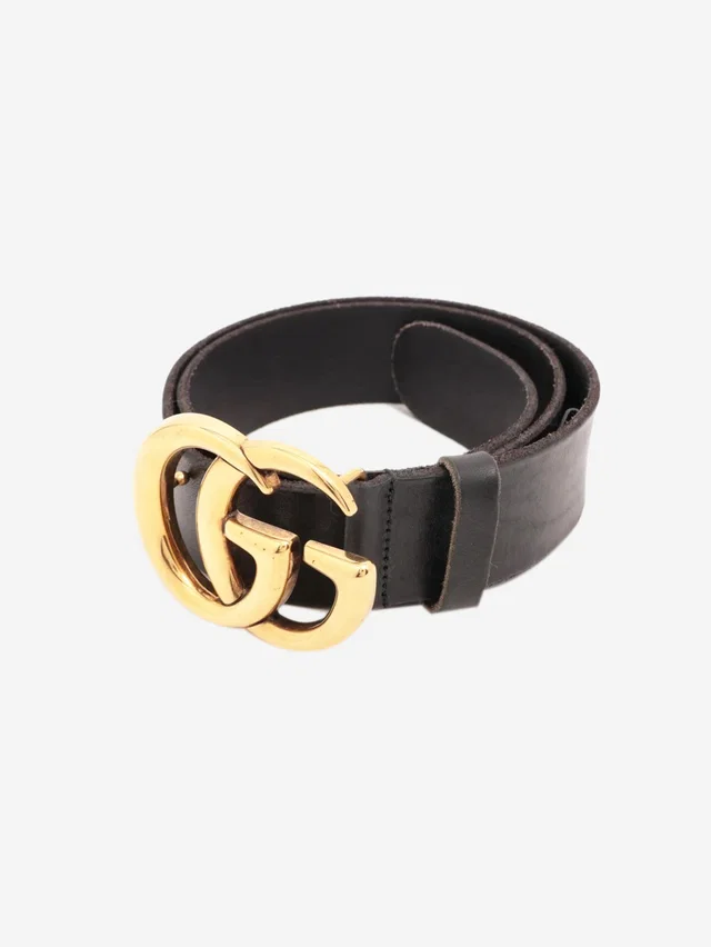 Gucci Black GG Marmont leather belt in Black Leather from Sign of the Times