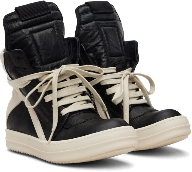 Rick Owens Black Temple Geobasket Sneakers, photo 9 of 10 from SSENSE