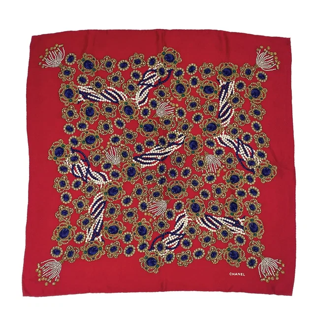Chanel Vintage Jewelry Pattern Scarf Multicolor Silk in Multicolor Silk from Luxury Promise