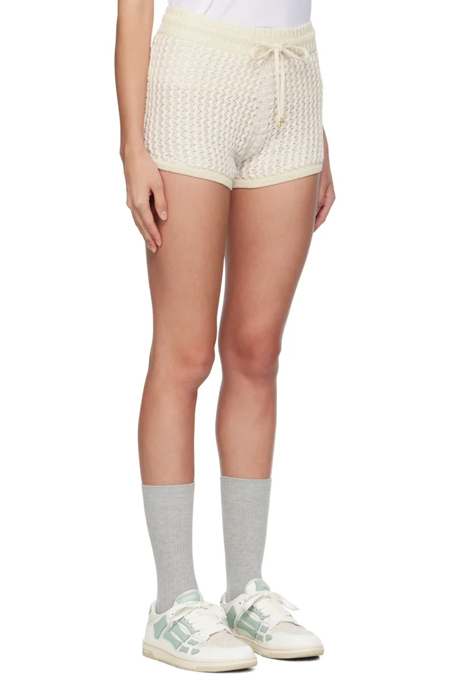 AMIRI Off-White Crochet Shorts, photo 2 of 4 from SSENSE