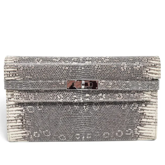 Hermès "Kelly Wallet\" Salvator Ombre Lizard in Lizard from Liveauctioneers