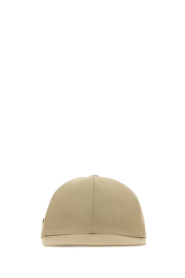 Prada Hat Linen Baseball Cap — Beige Exterior: Caps in Beige from HEWI