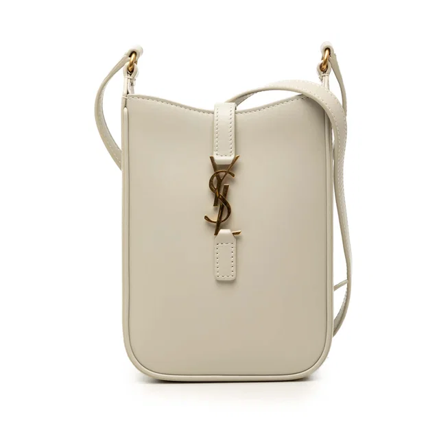 White Saint Laurent Mini Smooth Calfskin Le 5 a 7 Vertical Crossbody in White Calfskin from Designer Revival