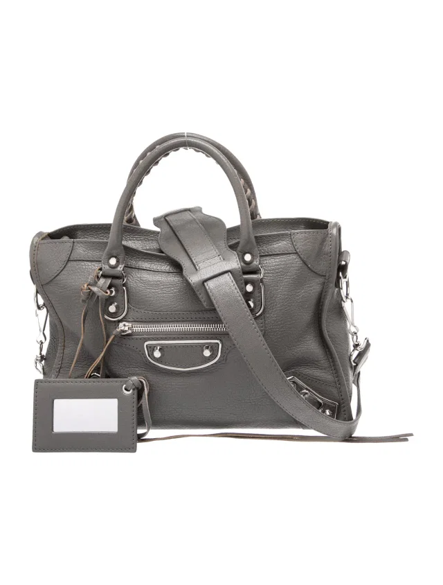 Balenciaga Leather Motocross City Metallic Edge in gray Leather from The RealReal