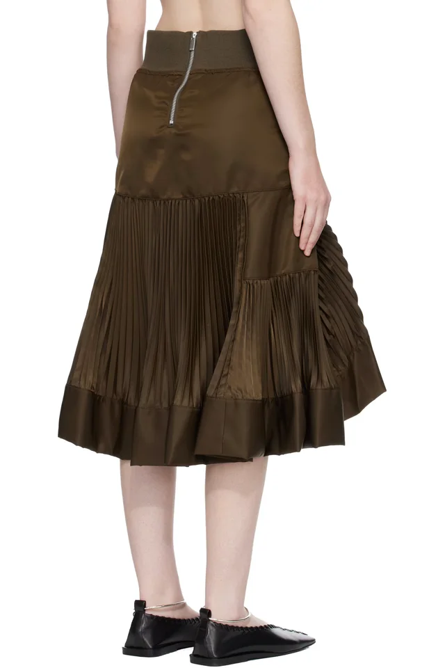 sacai Brown Nylon Twill Midi Skirt, photo 3 of 4 from SSENSE