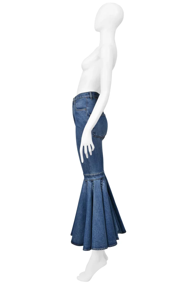 Alaïa Blue Denim Ultra Flare Jeans in Blue Denim from Resurrection Vintage, photo 4 of 8