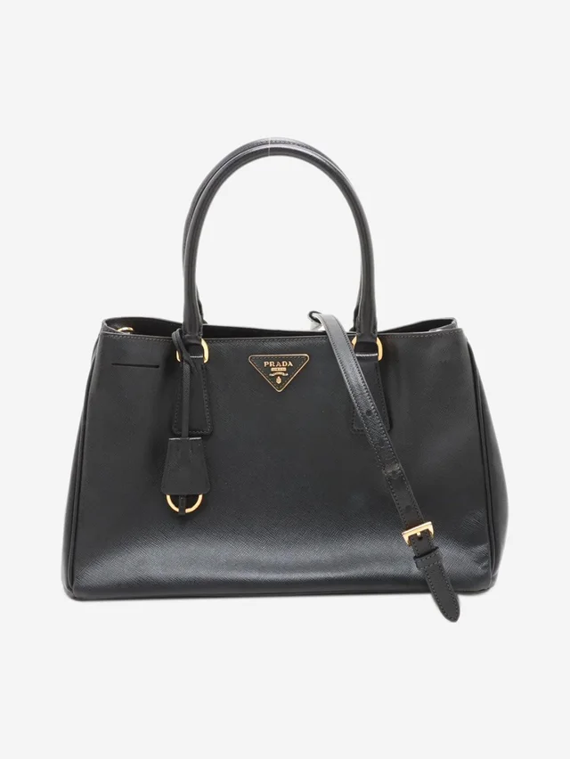 Prada Black Saffiano Lux leather 2way bag in Black Saffiano leather from Sign of the Times