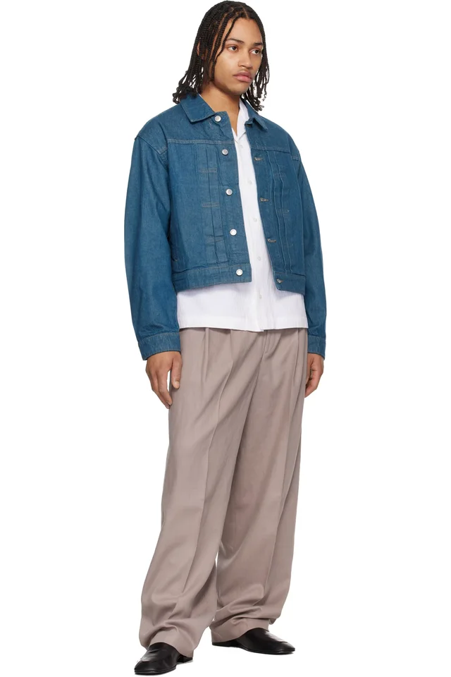 Hugo Taupe Fashion-Fit Front Pleat Belt Detail Trousers, photo 4 of 4 from SSENSE