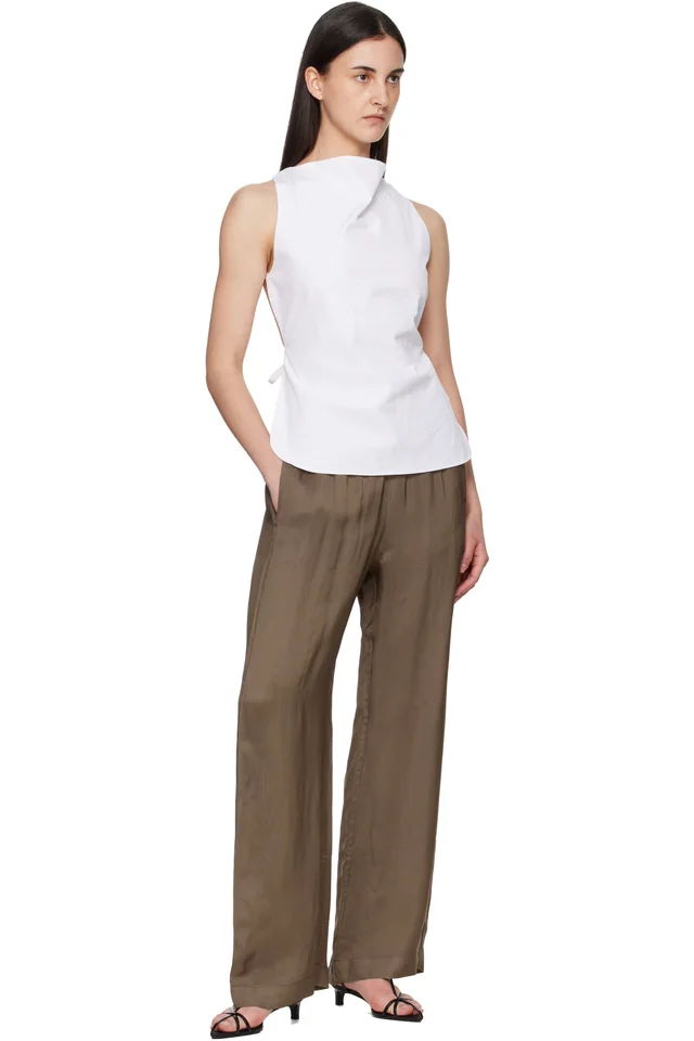 Róhe White Open Back Crushed Cotton Top, photo 4 of 4 from SSENSE