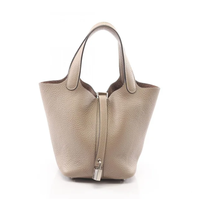 Hermès Handbag Picotin Lock PM Tourtiere Gray in Grey Clemence leather from The Reluxe