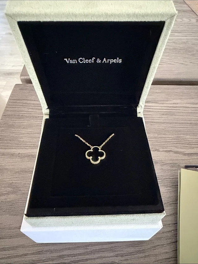 Van Cleef & Arpels Vintage Alhambra Pendant 18k Yellow Gold Onyx Necklace in gold|black from Poshmark