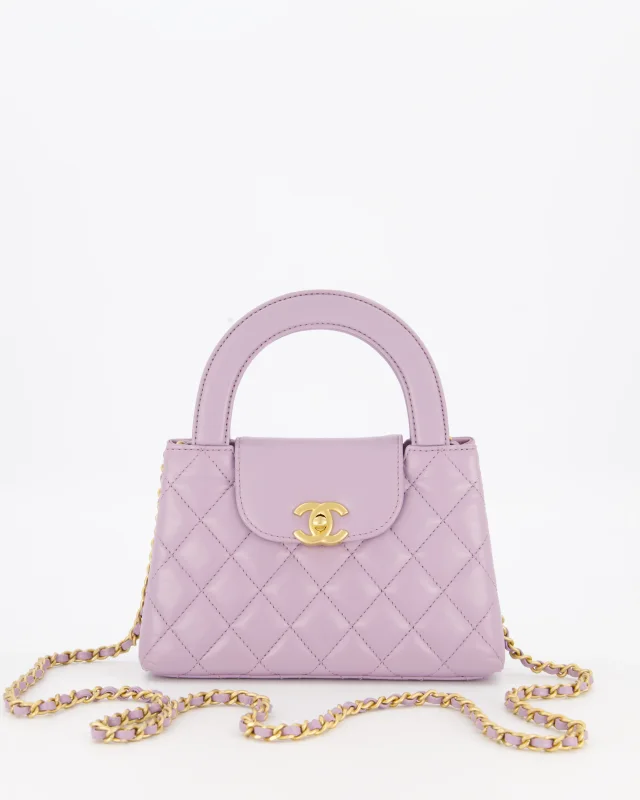 Chanel Lilac Small Mini Kelly Shopping Bag in Purple Calfskin from Sellier, photo 2 of 21