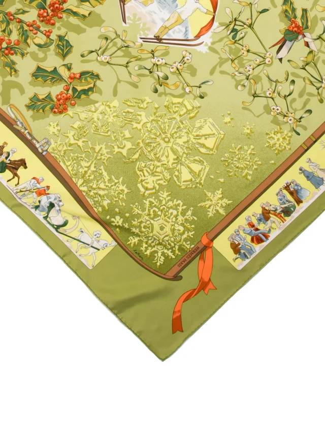 Hermès Neige d'Antan Silk Scarf in green Silk from The RealReal, photo 2 of 3