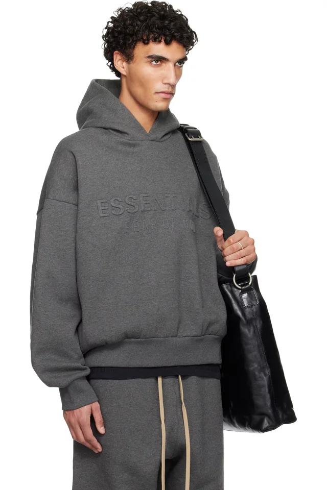 Fear of God ESSENTIALS Gray Holiday Embossed 'Essentials' Classic Hoodie, photo 2 of 2 from SSENSE