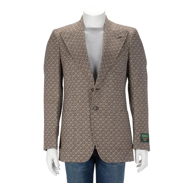 Gucci G Jacquard Jacket 48 in Brown Wool from Blue Spinach