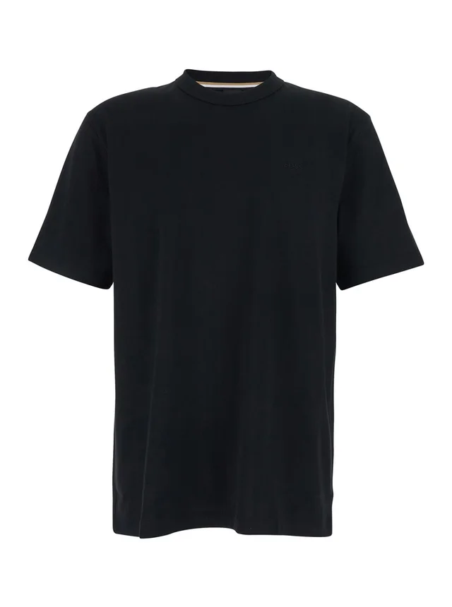 Hugo boss Black T-Shirt with Logo Lettering Embroidery on the Front in Cotton for Men in Black 100% Cotton, photo 2 of 6 from Gaudenzi Boutique