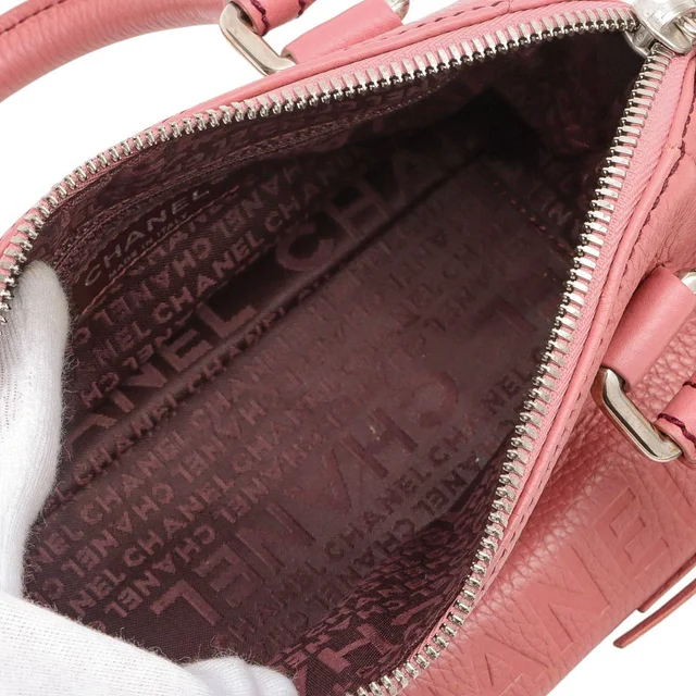 Chanel Circa 2008 Logo Embossed Tassel Mini Handbag, Pink in Pink Leather from VINTAGE QOO TOKYO, photo 2 of 2