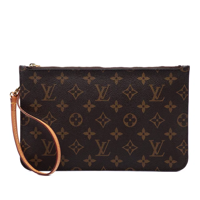 Brown Louis Vuitton Monogram Neverfull MM Pouch in Brown Coated canvas from Designer Revival