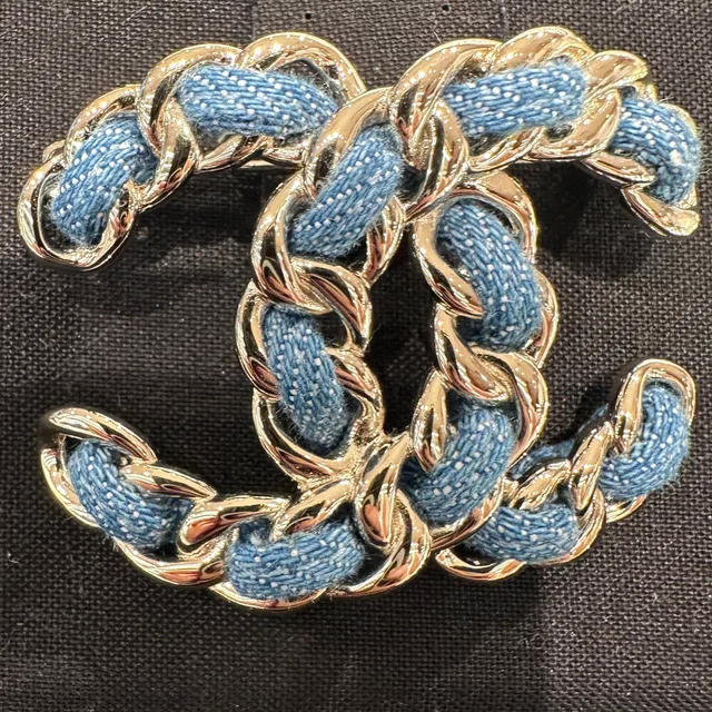 Chanel Denim CC Brooch in Denim from Luxury Promise