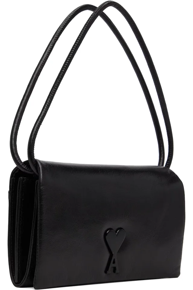 AMI Paris Black Voulez-Vous Wallet On Strap Bag, photo 2 of 4 from SSENSE