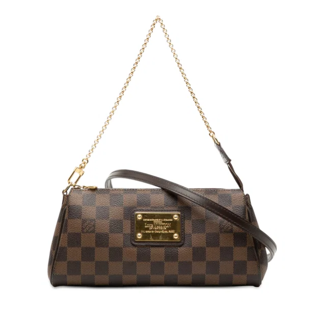 Brown Louis Vuitton Damier Ebene Eva Satchel in Brown Canvas from Designer Revival