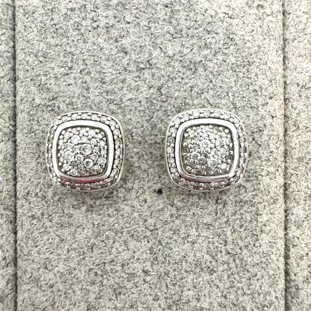 David Yurman Silver Albion Pave Diamonds Stud Earrings 925 Dy Cushion Jewelry in silver|gray from Poshmark