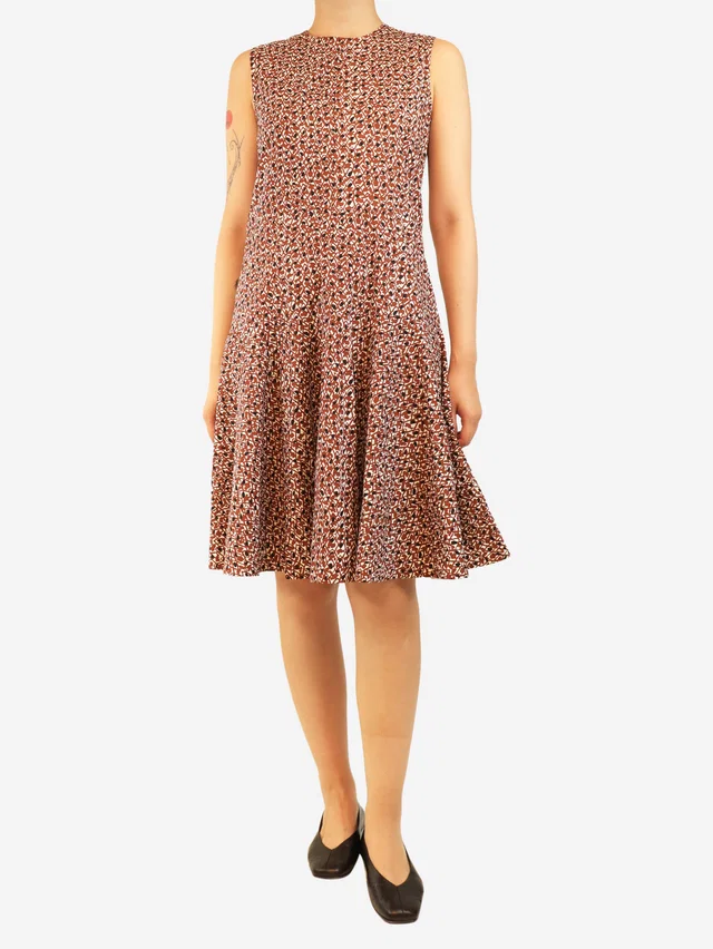 Marni Brown sleeveless printed dress - size UK 10 in Brown from Sign of the Times