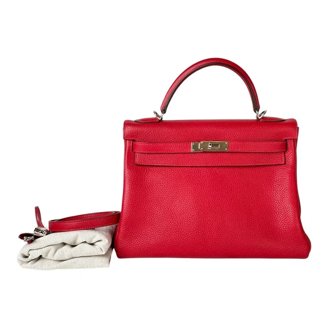 Hermès Kelly 32cm Bag Red Togo with PHW in Red Togo leather from Luxury Promise
