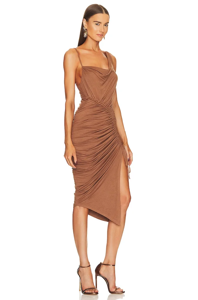 Michael Costello x REVOLVE Hayes Midi Dress in Brown, photo 2 of 4 from REVOLVE (Canada)