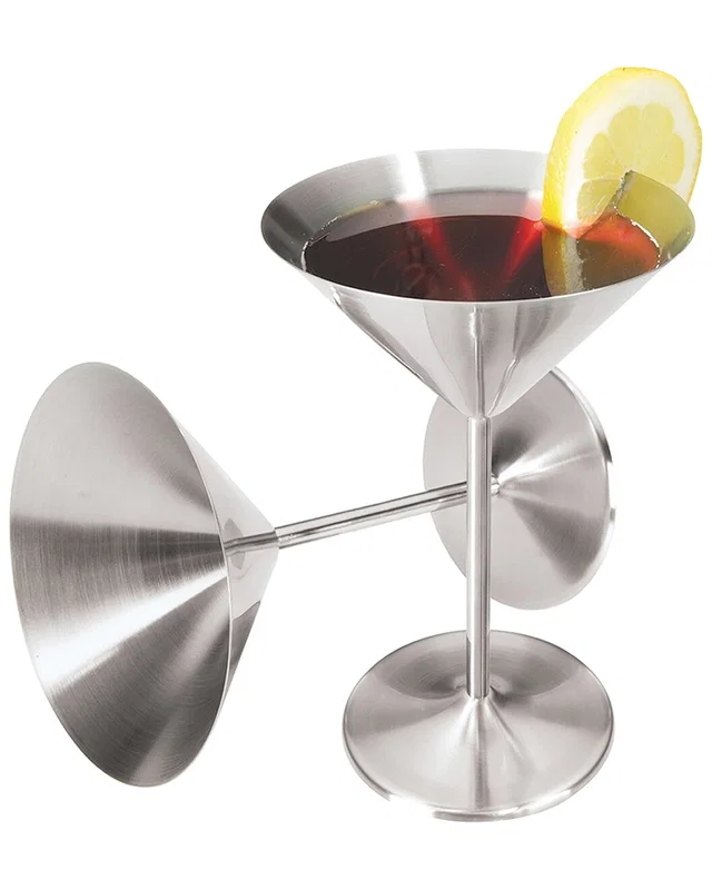 Oggi Set of 2 Stainless Steel Martini Goblets, image 1 of 1 from Rue La La