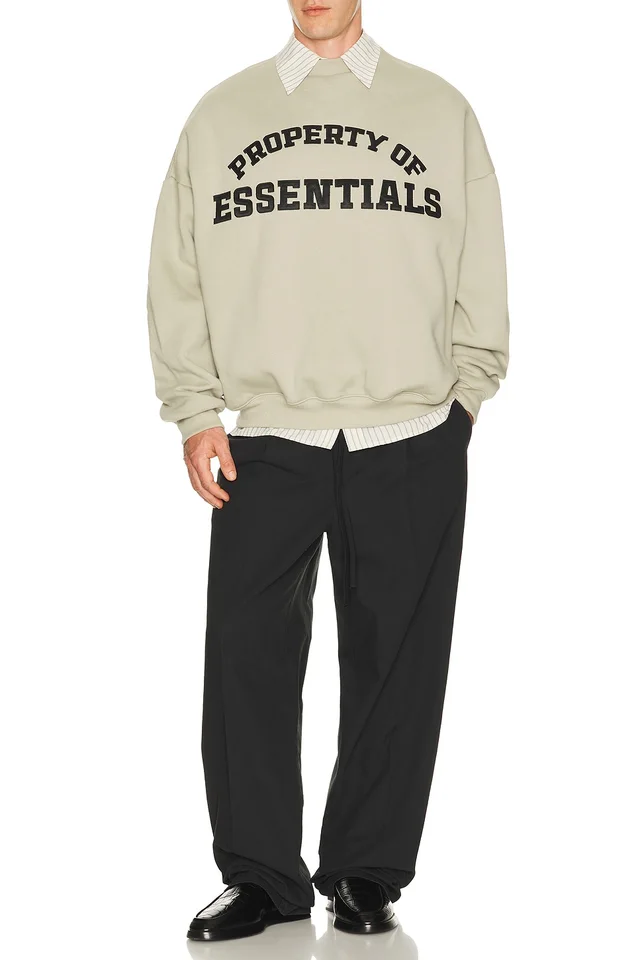 Fear of God ESSENTIALS Property Lounge Crewneck Sweatshirt in Seal, photo 3 of 5 from REVOLVE (Canada)