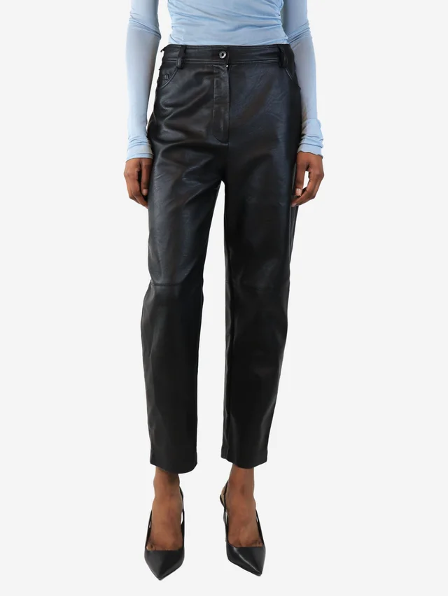 Stella McCartney Black faux leather trousers - size UK 8 in Black Leather from Sign of the Times