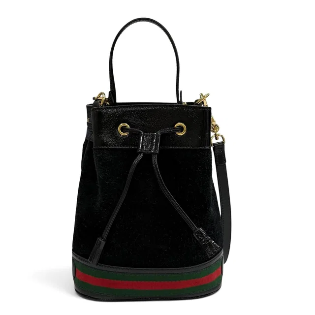 Gucci Sherry Line Suede Paneled Leather 2-Way Shoulder Bag Black in Black Suede from The Reluxe