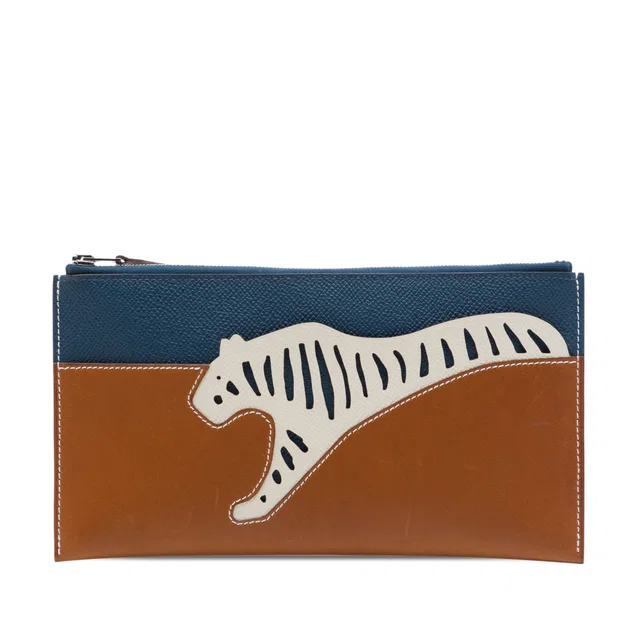 Brown Hermès Barenia and Epsom Rooroo Pouch in Brown Epsom leather from Designer Revival