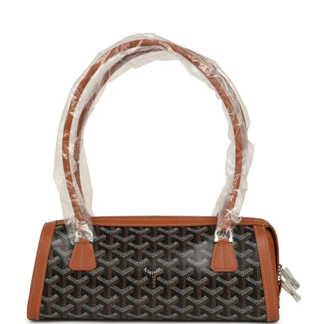 Goyard Goyardine Canvas Bonbonnière Bag Black, Brown Chevroches Calfskin Palladium Hardware in Black Calfskin from Madison Avenue Couture, photo 4 of 9