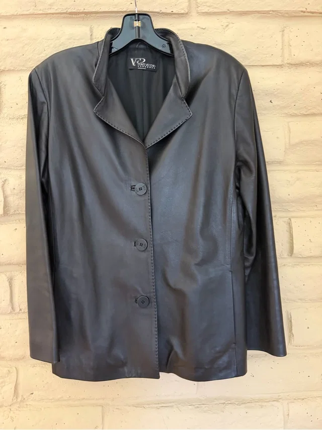 Ponte Vecchio Leather Button-Front Jacket in black Leather from Poshmark
