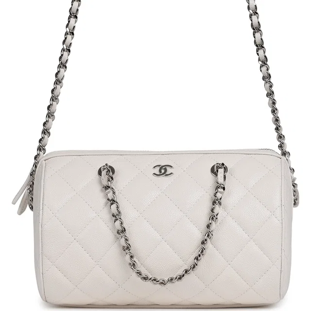 Chanel Mini Timeless Classic Barrel Bag in White Caviar leather from Madison Avenue Couture