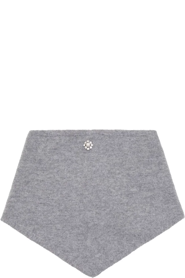 Simone Rocha Gray Embellished Cashmere Neckerchief Scarf, photo 2 of 3 from SSENSE