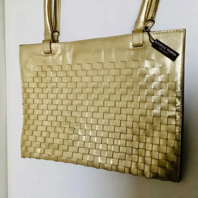 Bottega Veneta Classic Vintage Intrecciato Leather Metallic Gold Bag in neutral|gold|brown Woven leather from Poshmark, photo 1 of 1