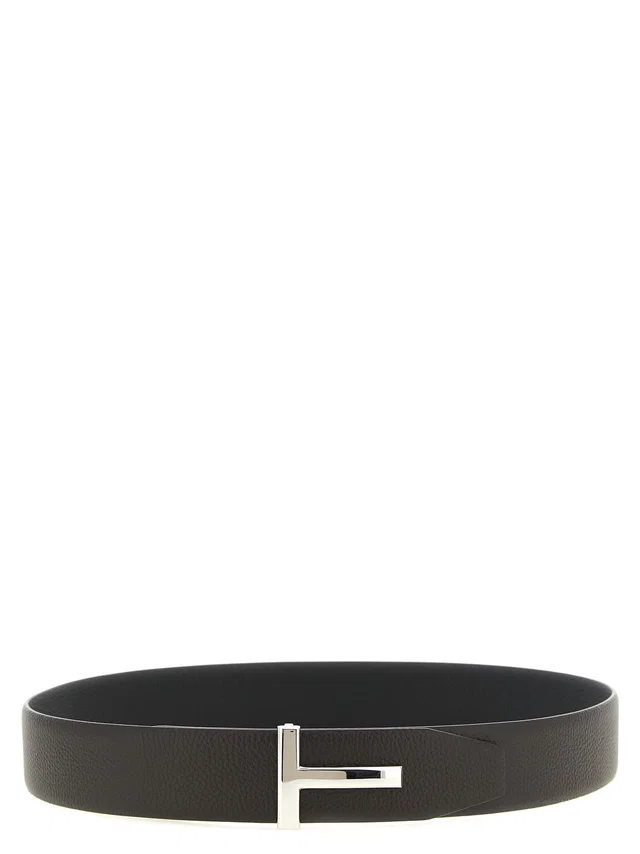 Tom Ford Icon Belt — Black Grain Leather in Black Leather from HEWI