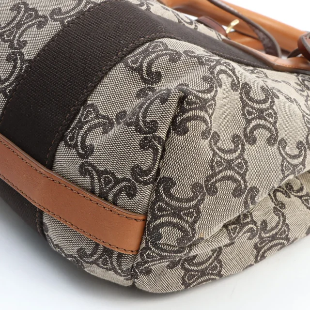 Celine Brown Macadam Pattern Handbag in Brown Canvas from VINTAGE QOO TOKYO, photo 7 of 9