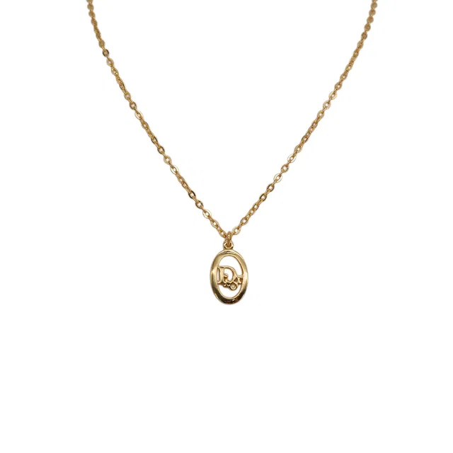 Dior Necklace Logo Oval Gold Accessory in Gold from Luxury Promise